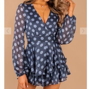 Blue Polka Dot Romper. Never Worn.